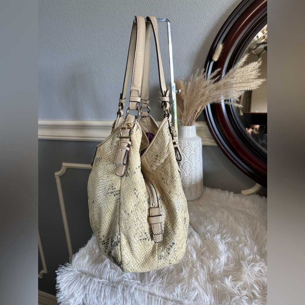 Euc Coach Madison Python Embossed Maggie Shoulder… - image 2